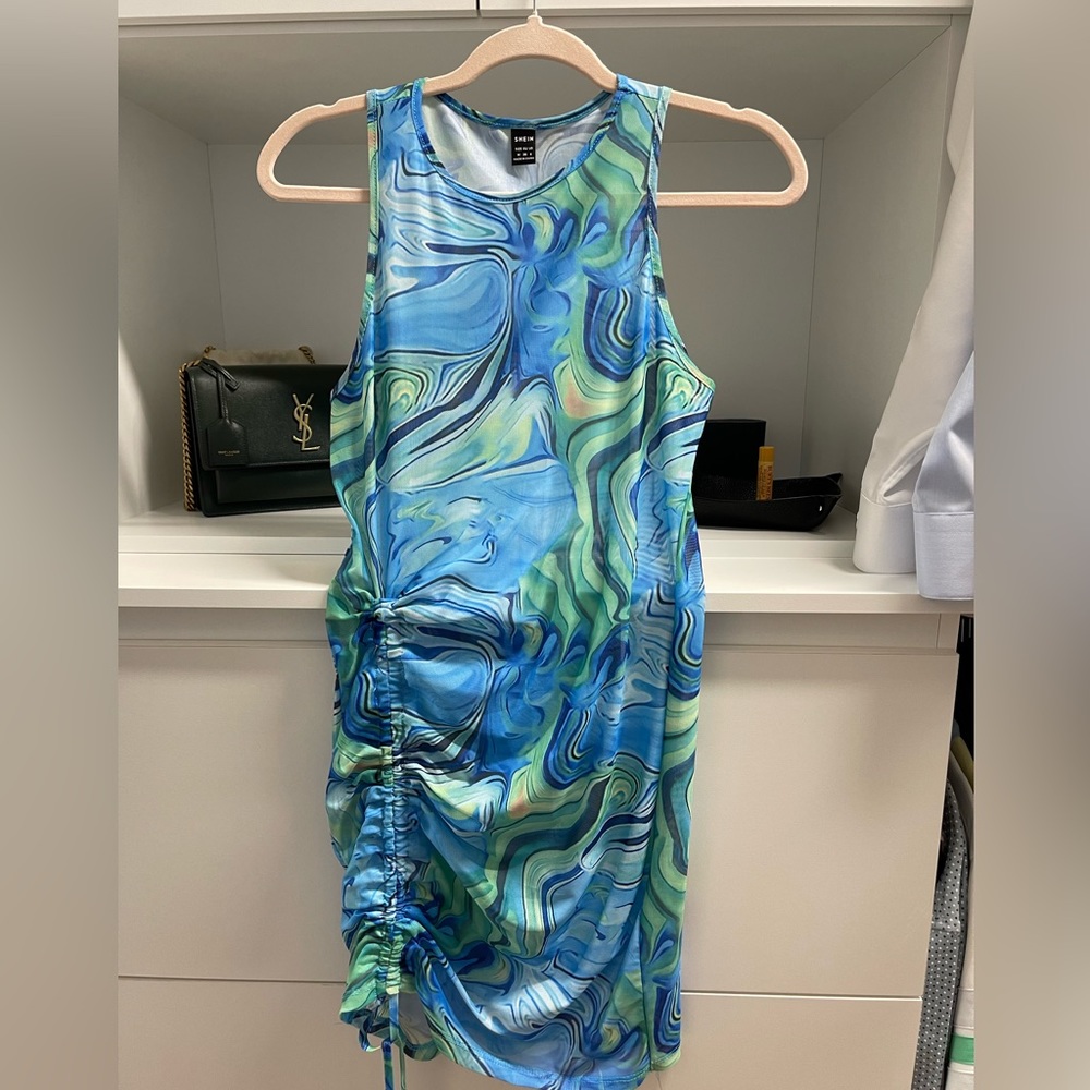 SHEIN psychedelic mesh cover up M